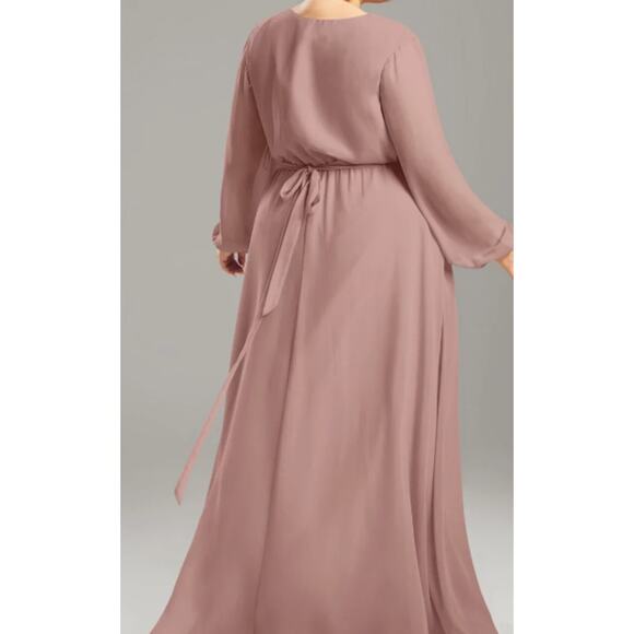 AW BRIDAL 10 L pink dusty rose Adelle chiffon bridesmaid maxi dress NEW B102 - Picture 3 of 8
